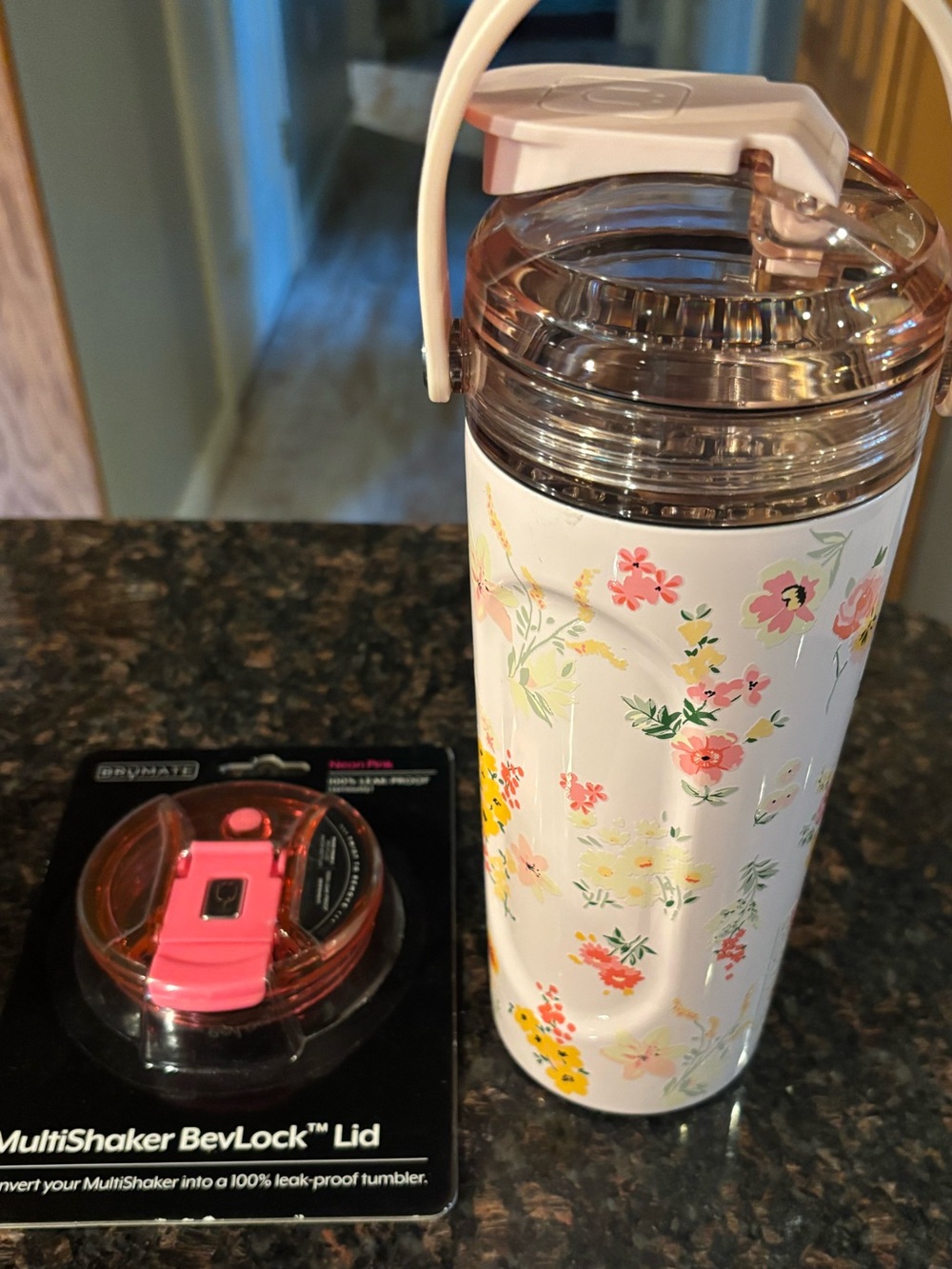 EUC Brumate Wildflower Meadow Multishaker with New Neon Pink Lid